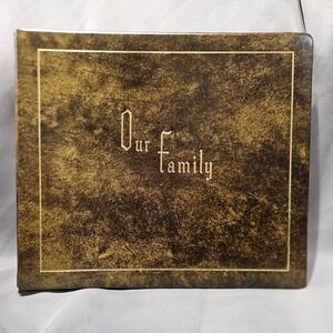 Vintage Photo Album Generational Keepsake Family Tree Gold Inlaid